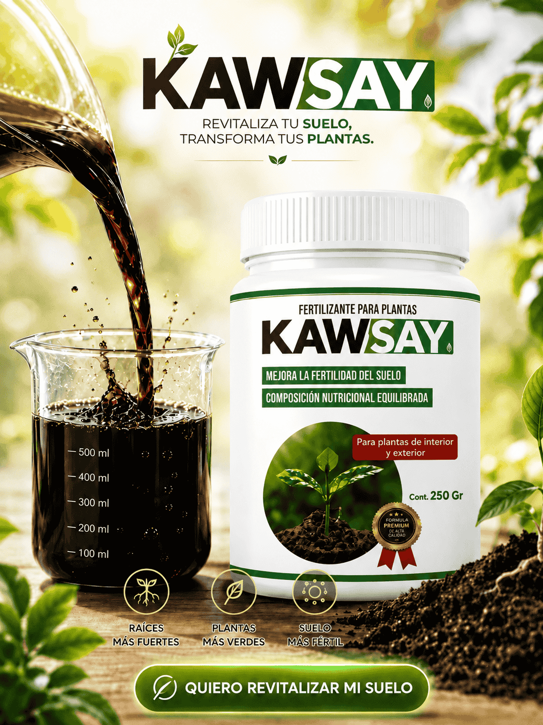 Fertilizante Profesional para plantas KawSay Revive tus plantas en días 🌱